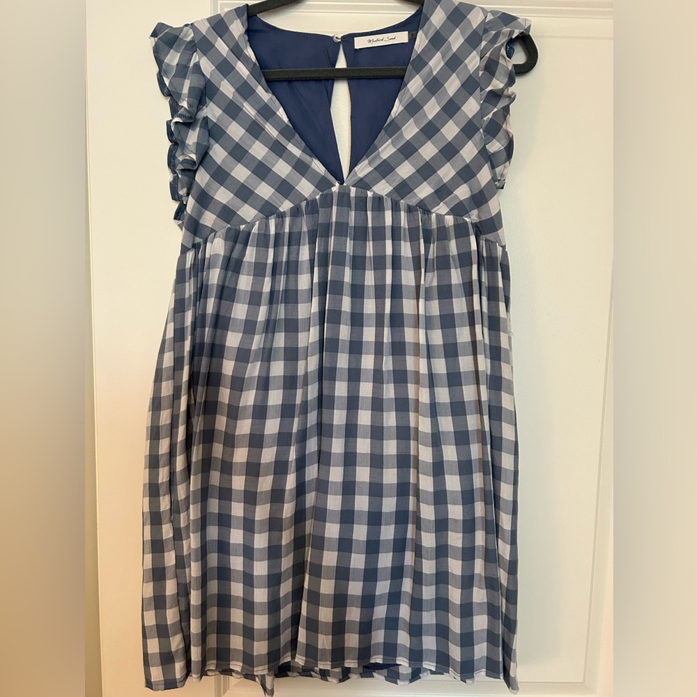 Blue checkered dress - size S